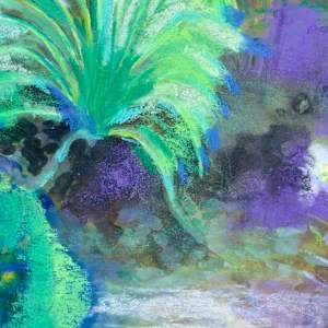 Night Garden 5 ,  Juniper and Blooming Yucca by Denita Benyshek 