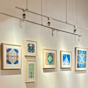 The Little Flora by Denita Benyshek  Image: Coalesce exhibit installation at @art_up_stairs, Health Hub, New York City.  Opening reception 6.28.25.