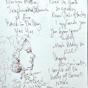 Drawings of Patrick O'Connor's presentation about his book, Wichita Blues,  The Kansas African American Museum by Denita Benyshek  Image: Sheila Kinnard, who purchased all of the books at Barnes and Noble and told them to buy more!