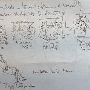 Series: Abstract Expressionists: The Women, Ellen Laundau lecture at Wichita Art Museum by Denita Benyshek  Image: remediate...terror of sublime... w/ sensuality...content should not be elimiated. Mercedes Matter 1936. E(laine) de Kooning 1948. Patt Passlof. Sonia Gechtoff 1958, The Map. Exhibition by 31 Women (exhibit), Peggy Guggenheim.