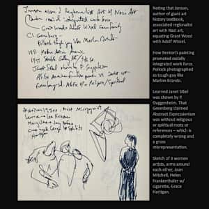 Erika Doss lecture at Wichita Art Museum, series of drawings from sketchbook by Denita Benyshek, Image 4.