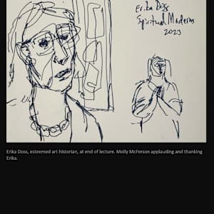 Erika Doss lecture at Wichita Art Museum, series of drawings from sketchbook by Denita Benyshek, Image 5.
