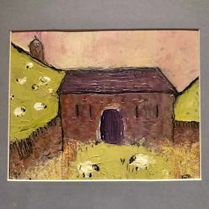 Nidderdale Barn Series II by Karen Blacklock  Image: work on board presented in mount total size including mount 30 x 36cm