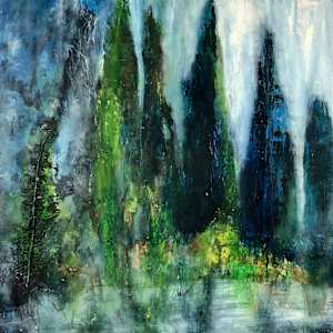 Winter into Spring Pines by Karen Blacklock