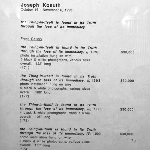 Giant Kosuth Price List by G.H. Hovagimyan  Image: Kosuth Price list closeup