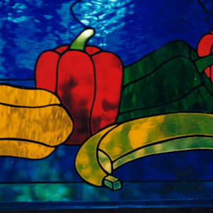 Peppers and Banana Window by Wren Woodward Sarrow, Image 1.
