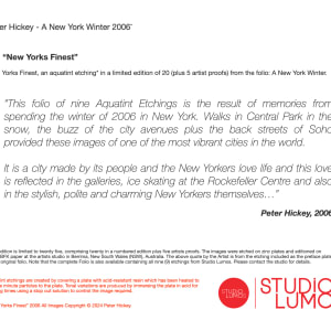 Peter Hickey - New Yorks Finest, 2006 "A New York Winter" Edition 16 of 20 by Peter Hickey  Image: Folio Details