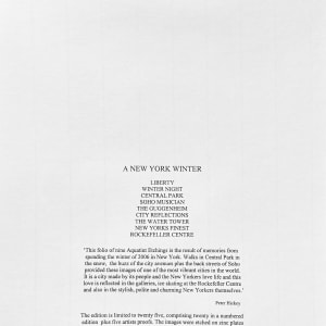 Peter Hickey - Central Park 2006 "A New York Winter" Edition 16 of 20 by Peter Hickey  Image: Folio Edition Preface Plate