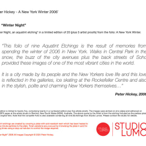 Peter Hickey - Winter Night  2006 "A New York Winter" Edition 16 of 20 by Peter Hickey  Image: Folio Details