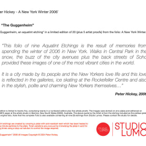 Peter Hickey - The Guggenheim, 2006 "A New York Winter" Edition 16 of 20 by Peter Hickey  Image: Folio Details