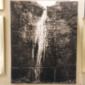 Hanakapiai Falls by Lisa Bertagna  Image: black and white image transfer on wood panel