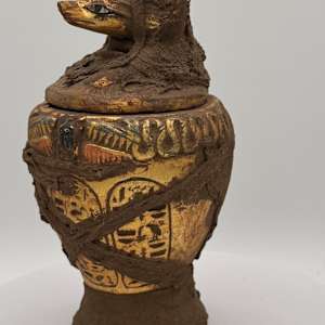 Egyptian God Anubis Canopic Vessel 300 BC 