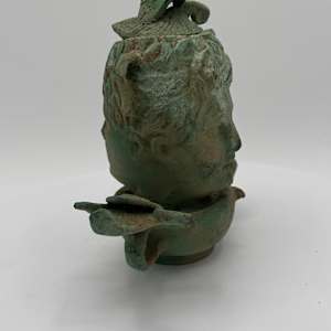 Roman Bronze Busted Oil Lamp 