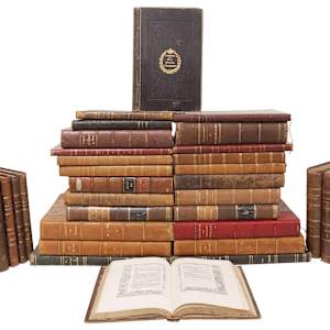 FRENCH LEATHER-BOUND LIBRARY SHELF BOOKS, SCIENCE & PERIODICALS, Image 1.