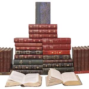 FRENCH LEATHER-BOUND LIBRARY SHELF BOOKS, HISTORY & PERIODICALS, Image 1.