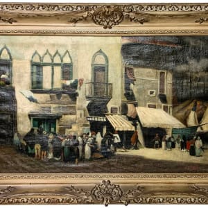 Antique Spanish Oil on Canvas Painting, signed by R Santi