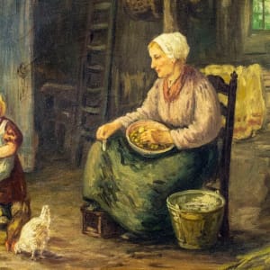 “Mother and Child Feeding Chickens” by Bernard Johan De Hoog 