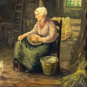 “Mother and Child Feeding Chickens” by Bernard Johan De Hoog 