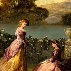 “Young Ladies in Garden” by Edward John Cobbett