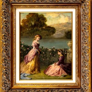 “Young Ladies in Garden” by Edward John Cobbett 