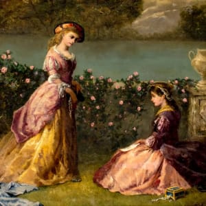 “Young Ladies in Garden” by Edward John Cobbett 