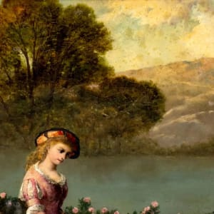 “Young Ladies in Garden” by Edward John Cobbett 