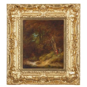 “Travelers in a Forest Clearing” by English School, Richard Ansdell 