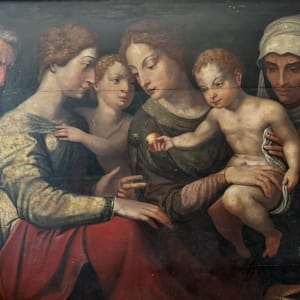 “ Holy Family Virgin Mary Christ Child  “ Old Master Simon de Chalons Circle Oil on Panel by Simon de Chalons