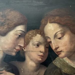 “ Holy Family Virgin Mary Christ Child  “ Old Master Simon de Chalons Circle Oil on Panel by Simon de Chalons 