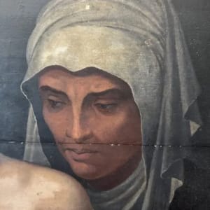 “ Holy Family Virgin Mary Christ Child  “ Old Master Simon de Chalons Circle Oil on Panel by Simon de Chalons 