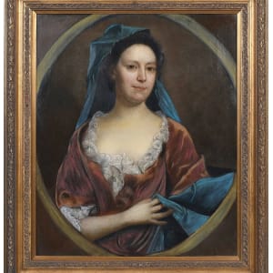 "Lady In Russet Velvet Gown with Blue Silk Wrap" by Follower of Michael Dahl 