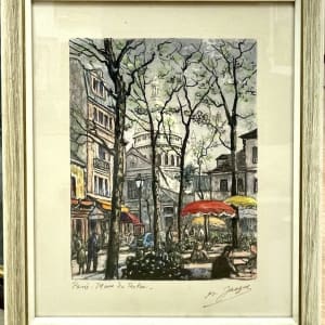 "La Place du Tertre"  Montmartre Paris and the Sacred-Coeur Basilica by Maurice Jacque 