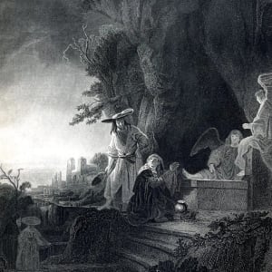“Noli Me Tangere” (Christ and St Mary Magdalen at the Tomb) “Touch me Not” by Rembrandt Van Rijm, Gustave Lévy (1819-1894 French)  Engraver