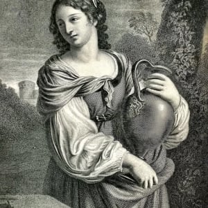 “ The Woman of Samaria” by Giovanni Francesco Barbieri)(1591-1666 Italian), B. Meunier (Etching carver)