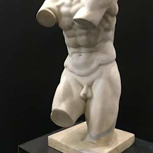 Continental Carved Marble Male Torso 