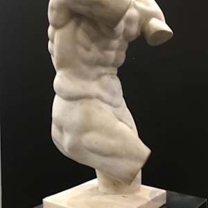 Continental Carved Marble Male Torso 