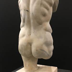 Continental Carved Marble Male Torso 