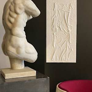 Continental Carved Marble Male Torso 