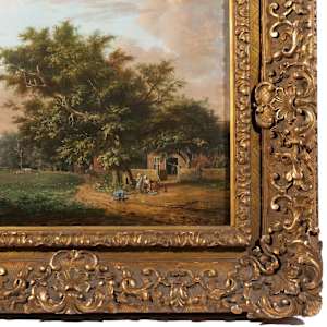 Landscape with Figures on a Farm by Barend Cornelis Koekkoek 