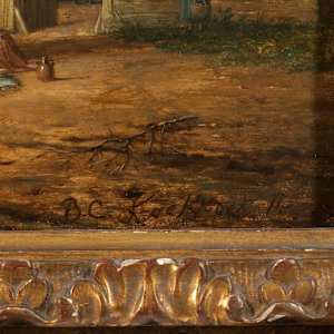 Landscape with Figures on a Farm by Barend Cornelis Koekkoek 