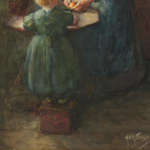Lammert Leibe Van Der Tonge  “Mother and Child” Watercolor by Lammert Leire van der Tonge 