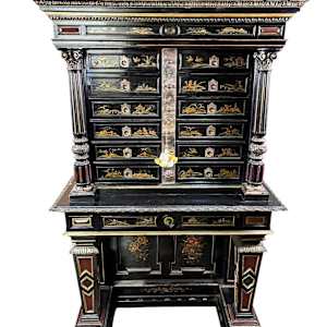 NAPOLEON III FRENCH EBONIZED CHINOISERIE  MECHANICAL CABINET