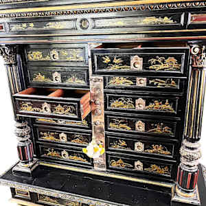 NAPOLEON III FRENCH EBONIZED CHINOISERIE  MECHANICAL CABINET 