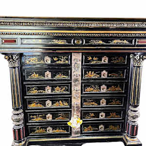 NAPOLEON III FRENCH EBONIZED CHINOISERIE  MECHANICAL CABINET 