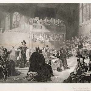 "Trial of King Charles 1st, in Westminster Hall 1649", by William Henry Fisk (British, 1796-1872), Charles Edward Wagstaff (British, 1808-1850) Engraver