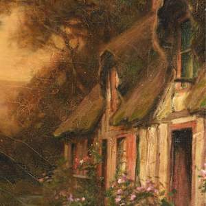 "A Cottage by the River at Sunset," by LOUIS ASTON KNIGHT (American 1873-1948), Image 13.