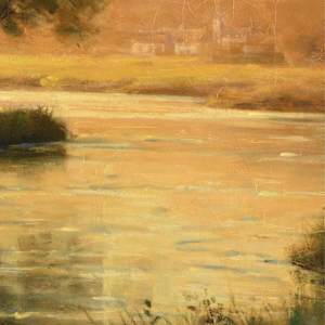 "A Cottage by the River at Sunset," by LOUIS ASTON KNIGHT (American 1873-1948), Image 6.