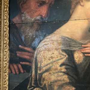 “ Holy Family Virgin Mary Christ Child  “ Old Master Simon de Chalons Circle Oil on Panel by Simon de Chalons 