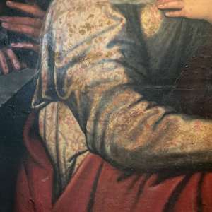 “ Holy Family Virgin Mary Christ Child  “ Old Master Simon de Chalons Circle Oil on Panel by Simon de Chalons 