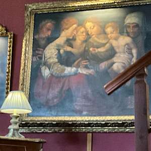 “ Holy Family Virgin Mary Christ Child  “ Old Master Simon de Chalons Circle Oil on Panel by Simon de Chalons 